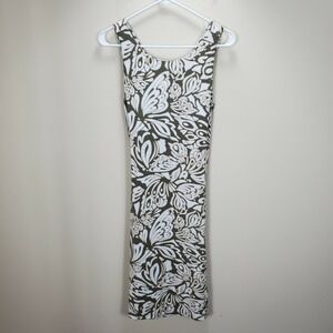 Tommy Bahama Taupe white Twist knot back sleeveless dress back keyhole womens S